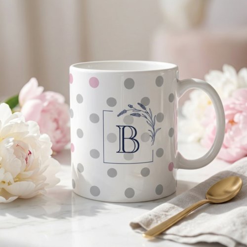 Personalized Monogram Wedding Favors – Pink &amp; Grey Coffee Mug