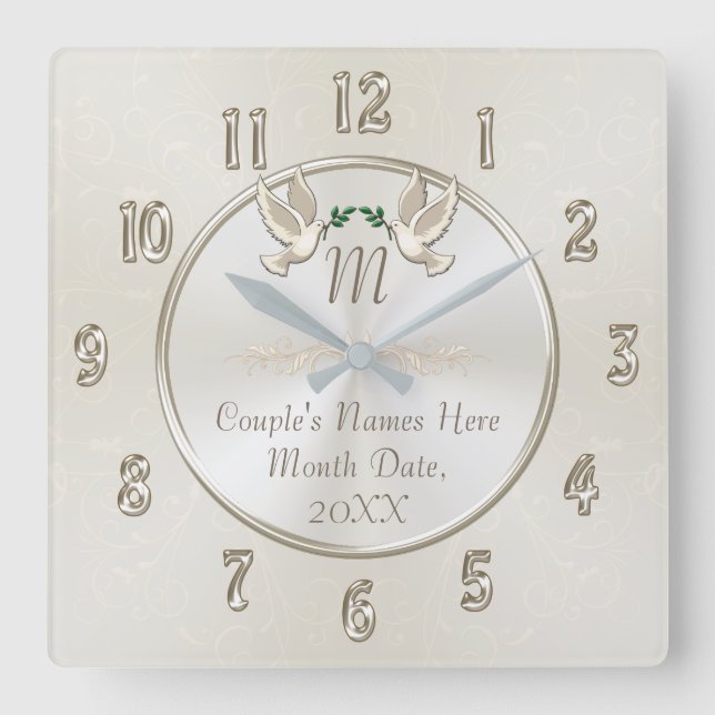 Personalized Monogram Wedding Gifts Clock (Front)