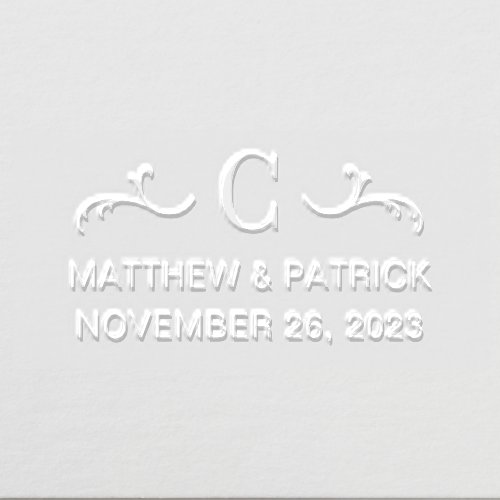 Personalized Monogram Wedding Names  Date Embosser