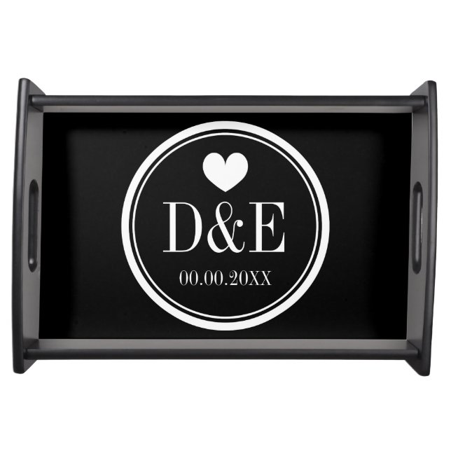Personalized monogram wedding party serving trays (Front)