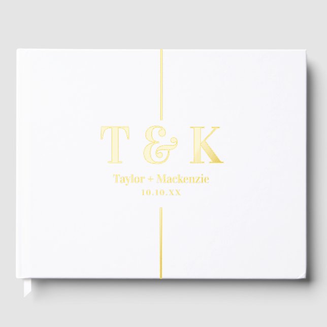 Personalized Monogram Wedding Real Foil Foil Guest Book (Front)