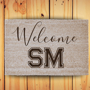 Personalized Monogram Welcome for Front Porch  Fiber Doormat