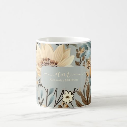 Personalized Monogram Whimsical Wildflower  Coffee Mug