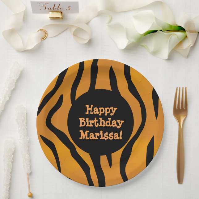 Personalized Monogram Wild Thing Tiger Stripes Paper Plates (Wedding)