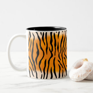 Personalized Monogram Wild Thing Tiger Stripes Two-Tone Coffee Mug