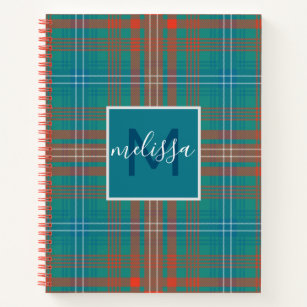Personalized Monogram Wilson Plaid Tartan Holiday Notebook