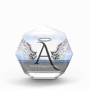 Personalized Monogram with Angel WIngs Acrylic Award
