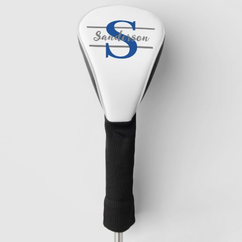 Personalized Monogram with Name Blue Gray Men Golf Head Cover