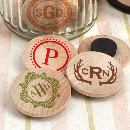 Personalized Monogram Wooden Magnets (Front)