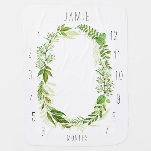 Personalized Monogram Wreath Monthly Baby Blanket