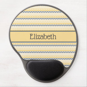 Personalized Monogram Yellow Gray Chevron Gel Mouse Pad