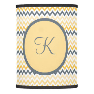 Personalized Monogram Yellow Gray Chevron Lamp Shade