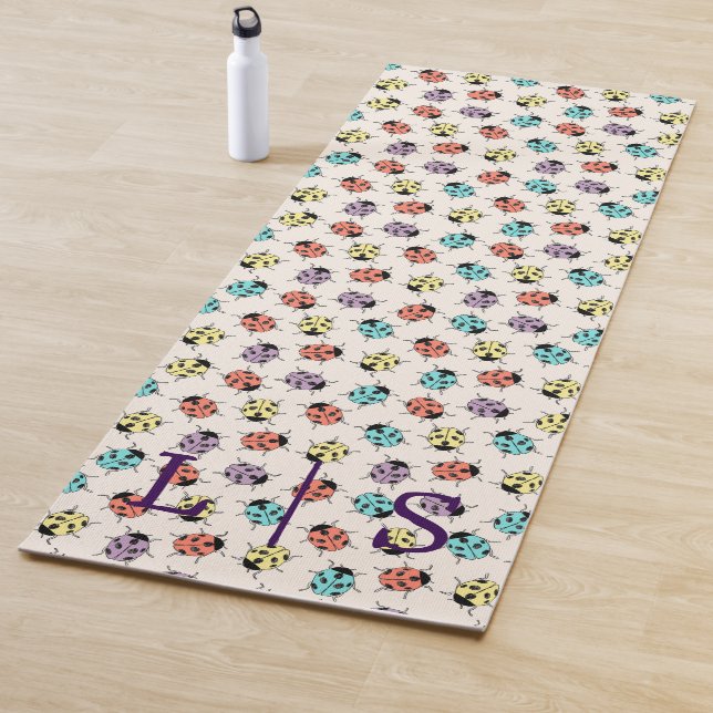 Personalized Monogram Yoga Mat – Colorful Ladybugs (In Situ)
