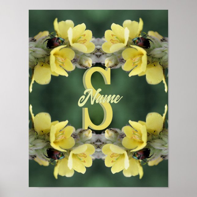 Personalized Monogram Your Initial Name Mullein  Poster (Front)