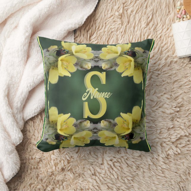 Personalized Monogram Your Initial Name Mullein  Throw Pillow (Blanket)