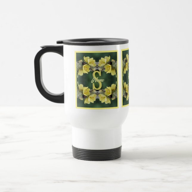 Personalized Monogram Your Initial Name Mullein  Travel Mug (Left)