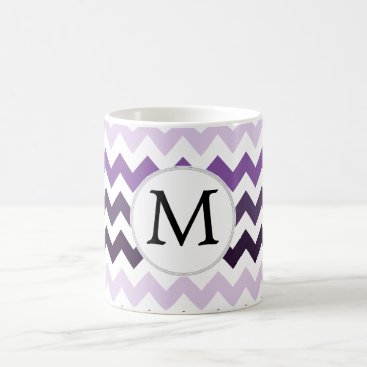 Personalized Monogram zigzag purple and White Coffee Mug