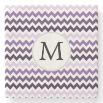 Personalized Monogram zigzag purple and White Stone Coaster
