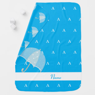 Personalized Monogramed blue Baby Blanket