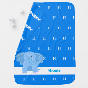 Personalized Monogramed blue Baby Blanket