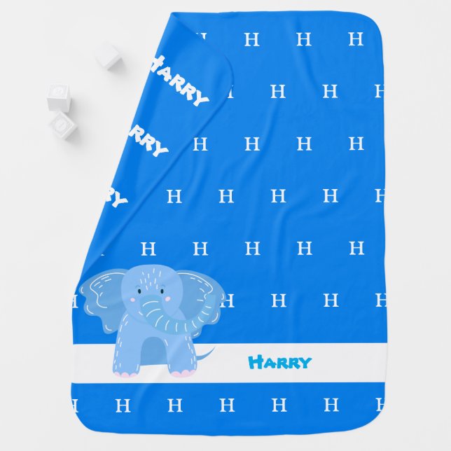 Personalized Monogramed blue Baby Blanket (In Situ)