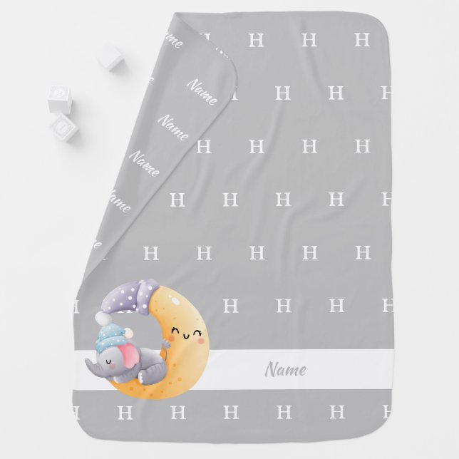 Personalized Monogramed grey Baby Blanket (In Situ)