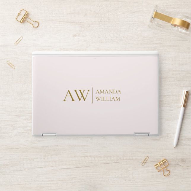 Personalized Monogramed Pink Initial & Name HP Laptop Skin (Desk)