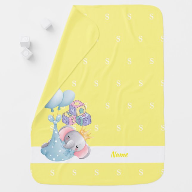 Personalized Monogramed yellow Baby Blanket (In Situ)