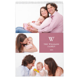 Personalized Monogrammed 15 Family Photo 2025 Calendar