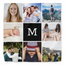Personalized Monogrammed 8 Photo Collage Black