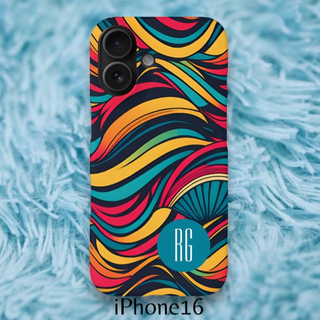 Personalized Monogrammed Abstract Waves Pattern Case-Mate iPhone Case (Personalized Monogrammed Abstract Waves Pattern Case-Mate iPhone 16 Case from Ricaso
)