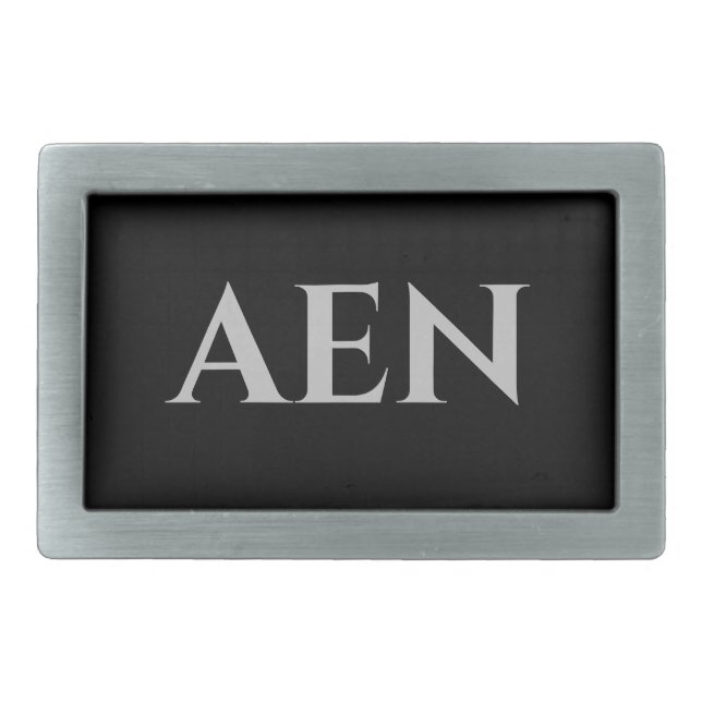 Personalized Monogrammed Black and Silver Belt Buckle (Front)