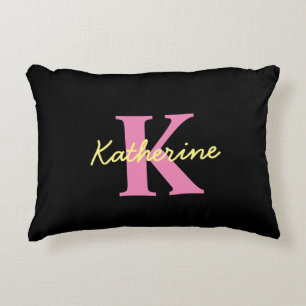 Personalized Monogrammed Black Modern Accent Pillow
