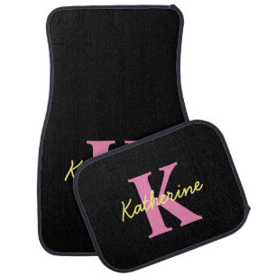 Personalized Monogrammed Black Modern Car Floor Mat