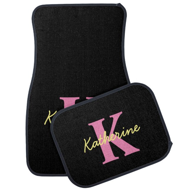 Personalized Monogrammed Black Modern Car Floor Mat (Set)