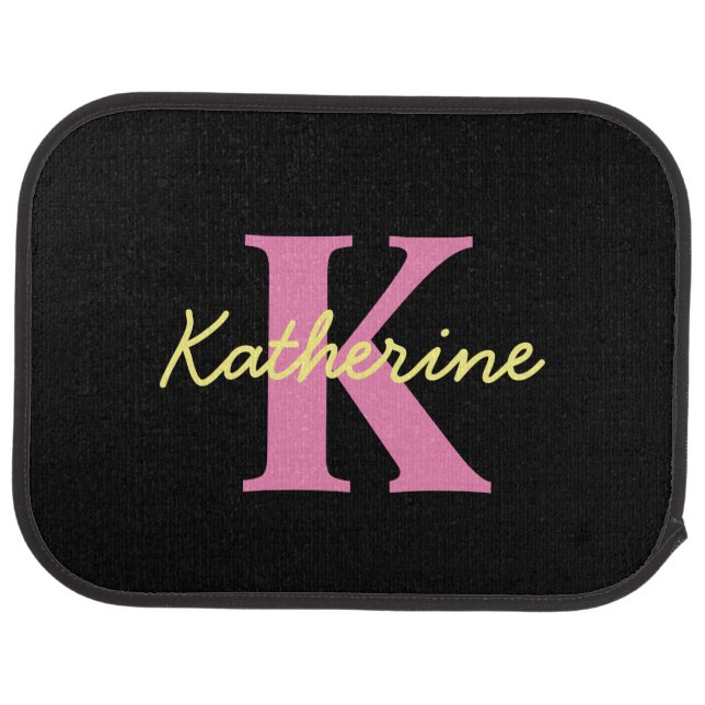 Personalized Monogrammed Black Modern Car Floor Mat (Rear)
