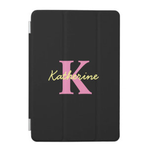 Personalized Monogrammed Black Modern iPad Mini Cover