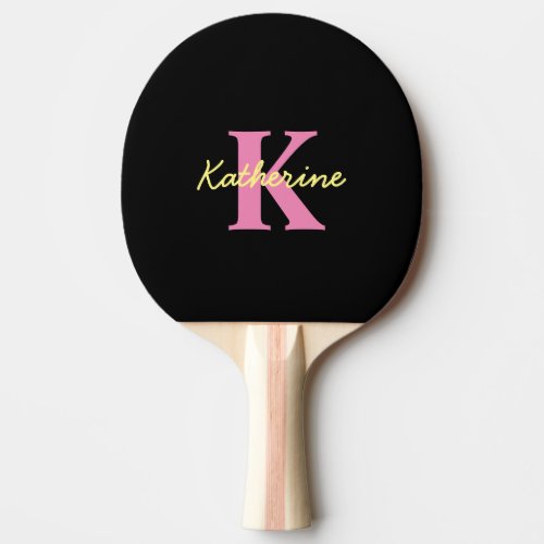 Personalized Monogrammed Black Modern Table Tennis Ping Pong Paddle