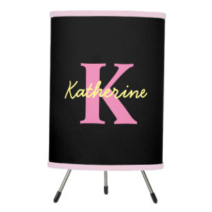 Personalized Monogrammed Black Modern Tripod Lamp