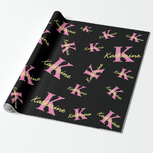 Personalized Monogrammed Black Modern Wrapping Paper