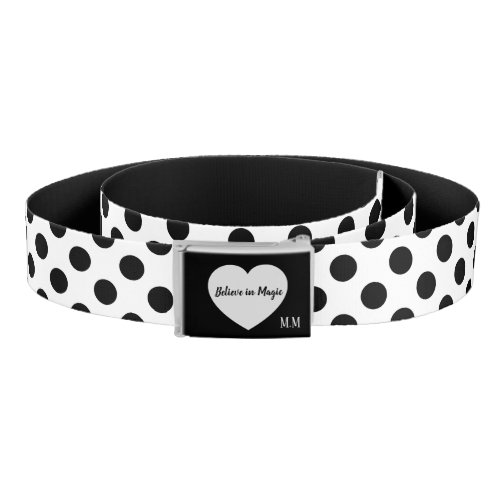 PersonalizedMonogrammed Black  White Polka Dot Belt