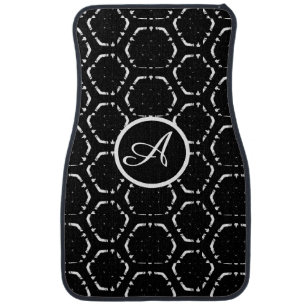Personalized Monogrammed Black & White Set CarMats Car Floor Mat