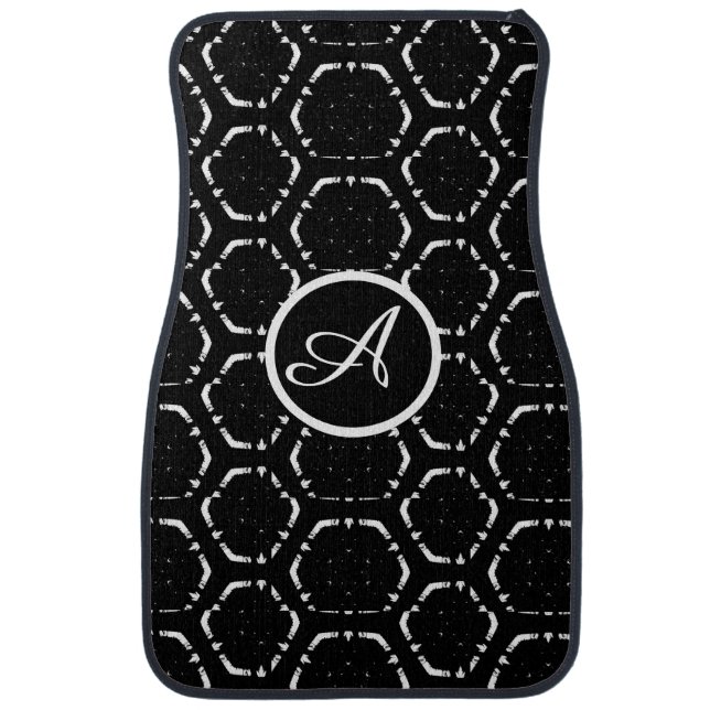 Personalized Monogrammed Black & White Set CarMats Car Floor Mat (Front)