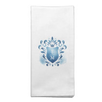 Personalized Monogrammed Blue Crest Cloth Napkin