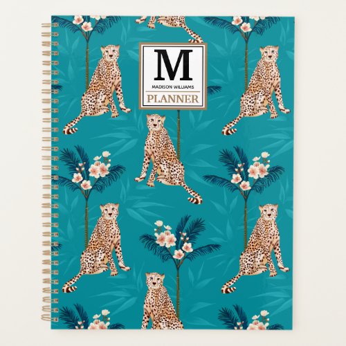 Personalized Monogrammed Blue Leopard Pattern 2023 Planner