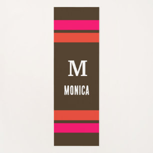 Personalized monogrammed Brown& Orange Stripes Yoga Mat