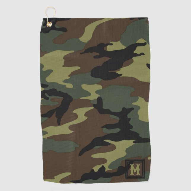 Personalized Monogrammed Camo Design Golf Towel (Front)