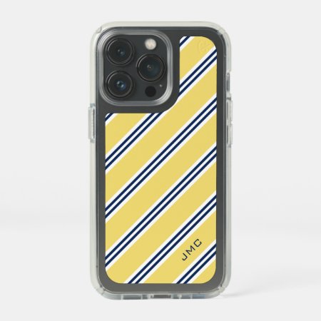 Personalized Monogrammed Classic Yellow Stripes Speck Iphone 13 Pro Ca