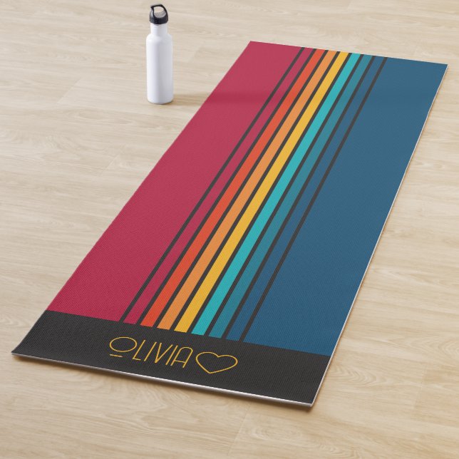Personalized Monogrammed Colorful Striped  Yoga Mat (In Situ)