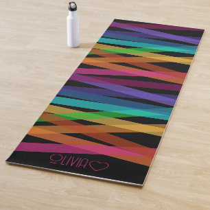 Personalized Monogrammed Colorful Striped Yoga Mat